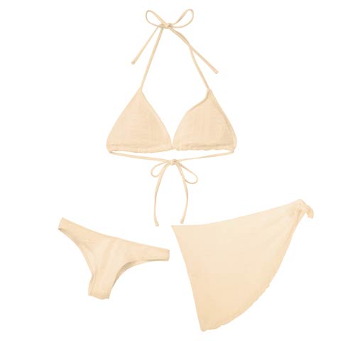 [3点SET]シアーパレオシャーリングビキニ/水着【dazzy beach/2025ビキニ】(アイボリー-Sサイズ)