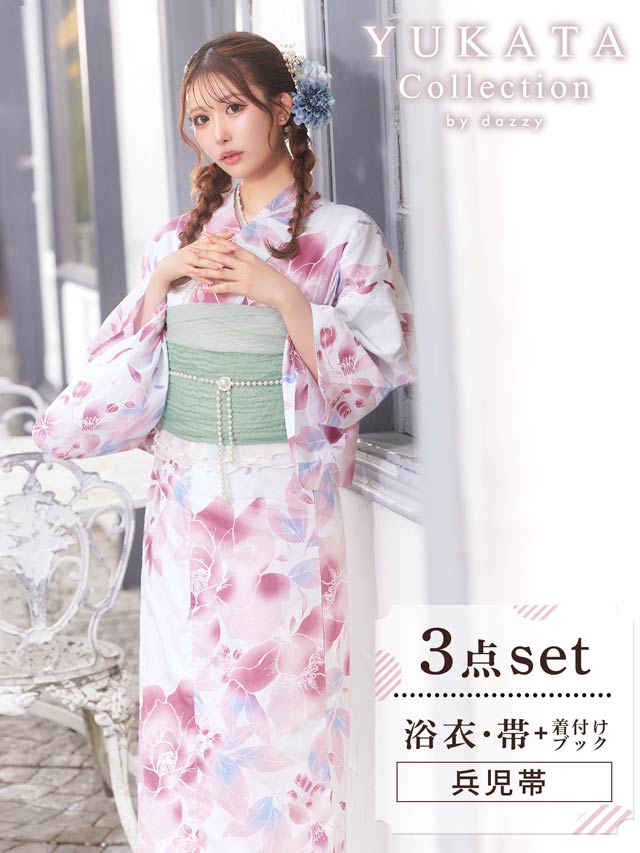 [3点SET]ニュアンス水彩薔薇柄浴衣【2025年新作/YUKATA by dazzy】