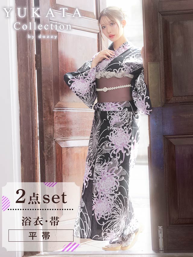 [2点SET]淡紫乱菊柄浴衣【YUKATA by dazzy 2025】