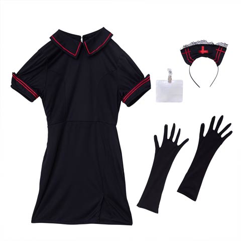 [4点SET]セクシーナース風コスチューム[伊藤桃々着用]【2025ハロウィン/コスプレ】(ブラック-Sサイズ)