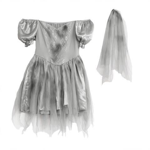 10/3新作![2点SET]花嫁ゾンビコスチューム[伊藤桃々着用]【2025ハロウィン/コスプレ】(グレー-Sサイズ)