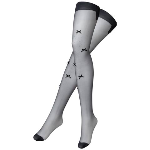 11/14新作!輝くラインストーンにリボンがCUTEなストッキング【2025サンタ/コスプレ】(ブラック-フリーサイズ)