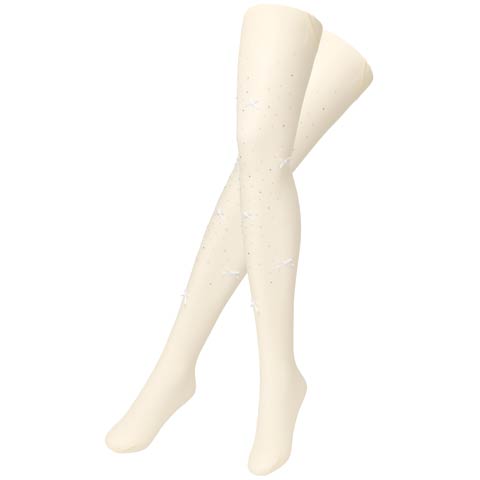 11/14新作!輝くラインストーンにリボンがCUTEなストッキング【2025サンタ/コスプレ】(ホワイト-フリーサイズ)