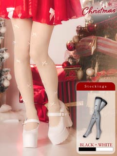 11/14新作!輝くラインストーンにリボンがCUTEなストッキング【2025サンタ/コスプレ】