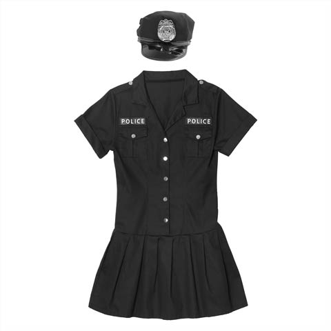 [2点SET]フレアワンピースポリスコスチューム【2025ハロウィン/コスプレ】(ブラック-Sサイズ)