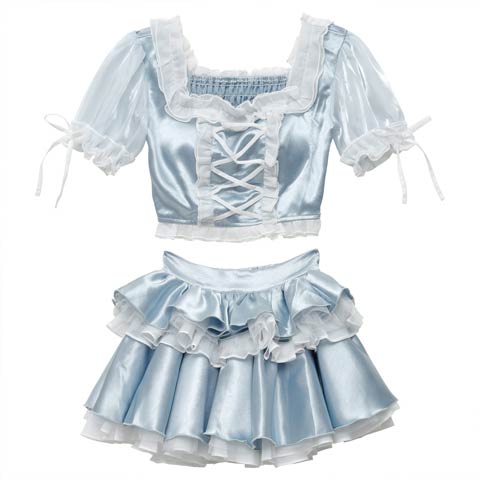 9/29新作![2点SET]プリンセスアイドルセットアップコスチューム【2025ハロウィン/コスプレ】(ライトブルー-Sサイズ)