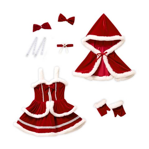 【伊藤桃々着用】[7点SET]ホワイトファーティアードサンタコス【2025サンタ/コスプレ】(レッド-Sサイズ)