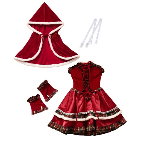 11/5新作!【明日花キララ着用】[4点SET]クラシカルチェックレースアップサンタコス【2025サンタ/コスプレ】(レッド-Sサイズ)