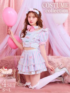 10/9新作!【オサレカンパニー監修】[4点SET]キャンディーフリルメイドコスチューム【2025ハロウィン/コスプレ】