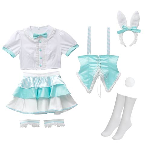 [8点SET]ワンダーバニーコスチューム【2025ハロウィン/コスプレ】(ホワイト×ブルー-Sサイズ)