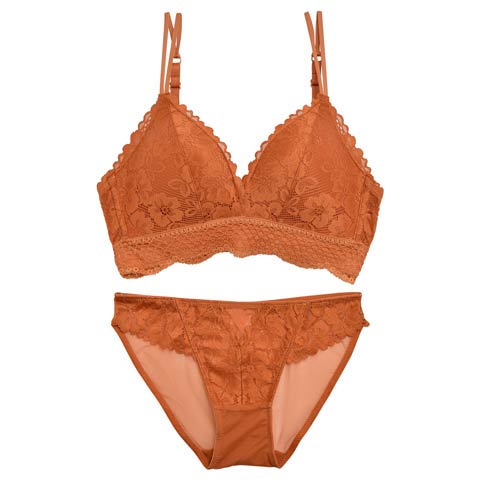 [CARRIEFRANCA]フラワーオールレースブラセット(オレンジ-S)