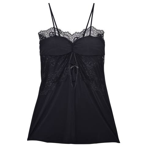 [CARRIEFRANCA]レーシィギャザーホールリボンベビードール(ブラック-フリー)