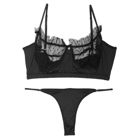 [CARRIEFRANCA]カップシアードットチュールブラセット［大人気］(ブラック-S)