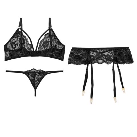 [CARRIEFRANCA]ブルーミングストリングガーターブラセット［大人気］(ブラック-S)