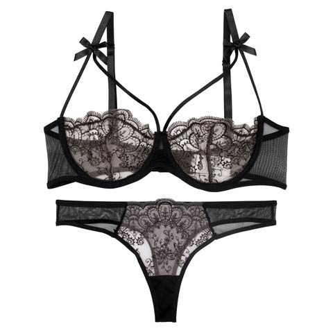 [CARRIEFRANCA]ダマスクリボンコードブラセット［大人気］(ブラック-S)