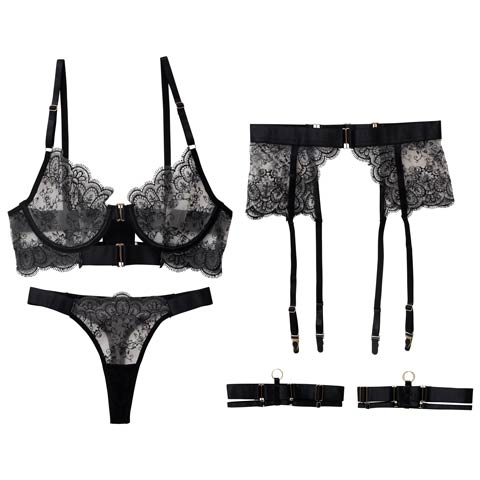 10/10新作![CARRIEFRANCA]アンティークフルールブラセット(ブラック-S)