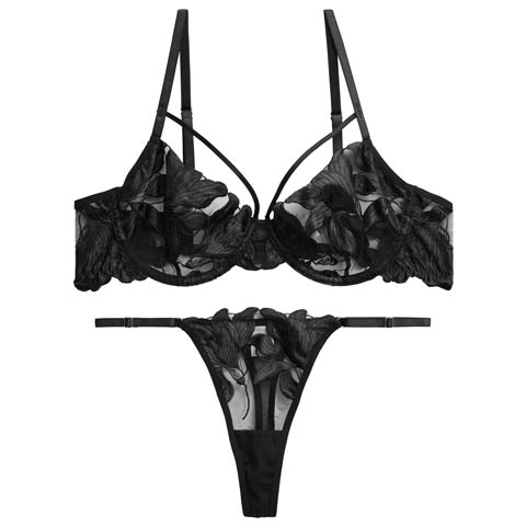 10/17新作![CARRIEFRANCA]ミステリアスリリーブラセット(ブラック-S)