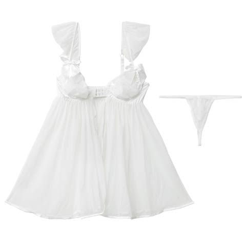 12/24新作![CARRIEFRANCA]ミューズフロントホックベビードール(ホワイト-フリー)