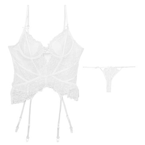 3/9新作![CARRIEFRANCA]ドレッシーレースビスチェブラセット［大人気］(ホワイト-フリー)