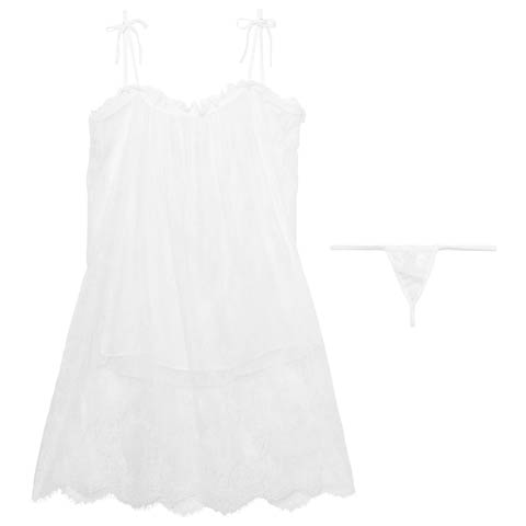 1/30新作![CARRIEFRANCA]エアリーレースベビードール(ホワイト-フリー)