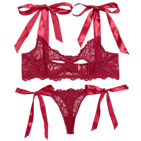 2/9新作![CARRIEFRANCA]ルージュリボンレースブラセット［大人気］(レッド-S)