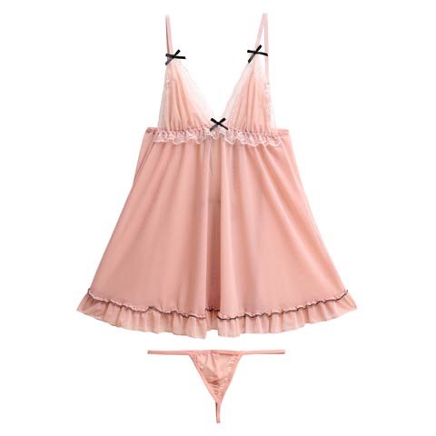 3/20新作![CARRIEFRANCA]ミルキーリボンシアーベビードール(ピンク-フリー)