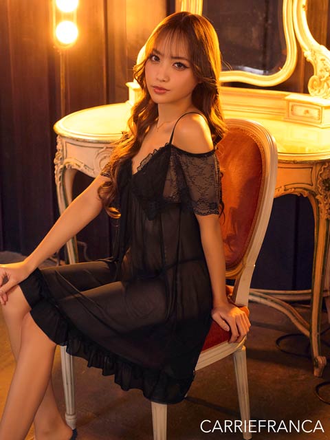 4/10新作![CARRIEFRANCA]ドレッシーオフショルベビードール
