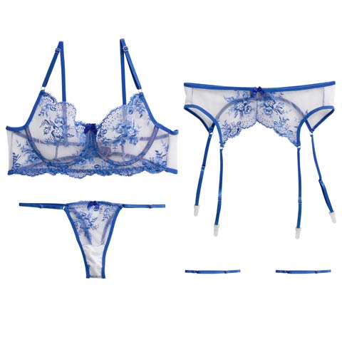 4/22新作![CARRIEFRANCA]ヌーディブロッサムブラセット［大人気］(ブルー-S)