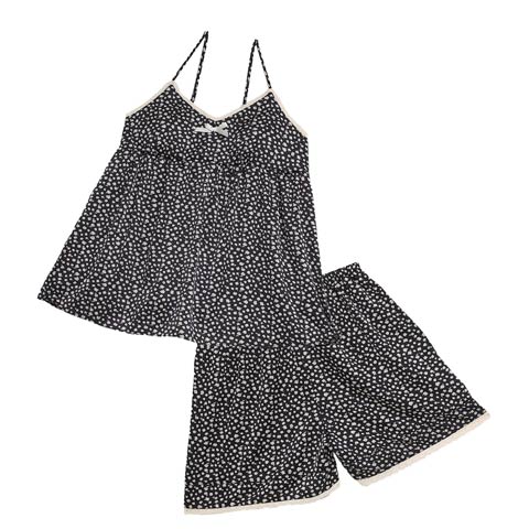 ツートンローズリボンベビードール＆タップパンツ(ブラック-フリー)