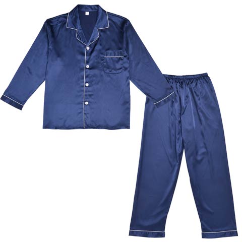 11/28新作!サテンネイビーワンカラー前ボタン上下セット(ネイビー-M)