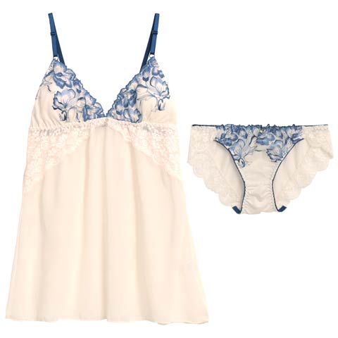 10/18再販!アロマティックフラワーベビードール(ブルー-M)