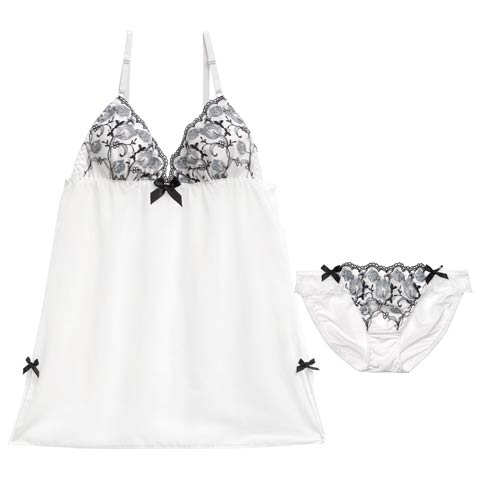 9/24新作!ラグジュアリーリボンチューリップベビードール[おそろいベビードール](ホワイト-M)