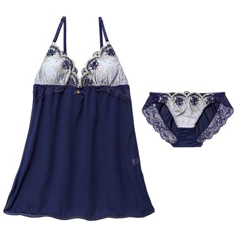 2/13新作!ラグジュアリーローズブーケベビードール(ネイビー-M)