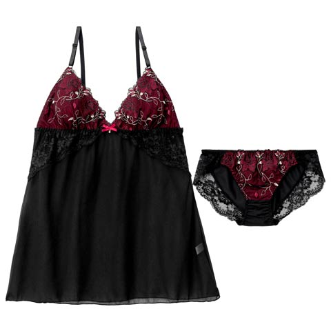 4/20新作!ミステリアスローズベビードール(ワインレッド-M)