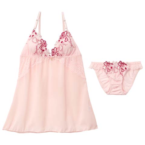 4/16再販!スイートロマンティックハートベビードール(ピンク-M)