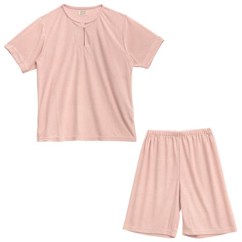 フロントスリットパイルトップス&ショートパンツルームウェア(ピンク-フリー)