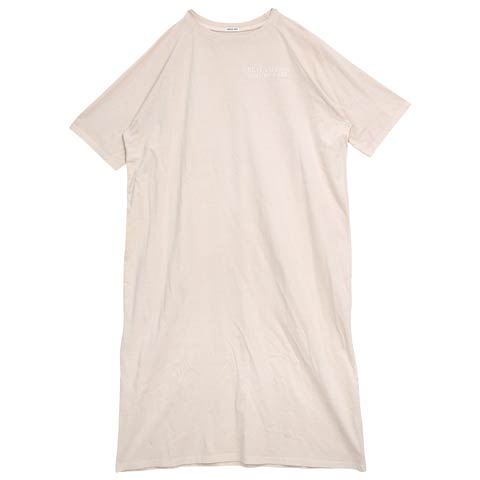 ワンカラーロゴ半袖ロングTシャツワンピースルームウェア(クリーム-ML)