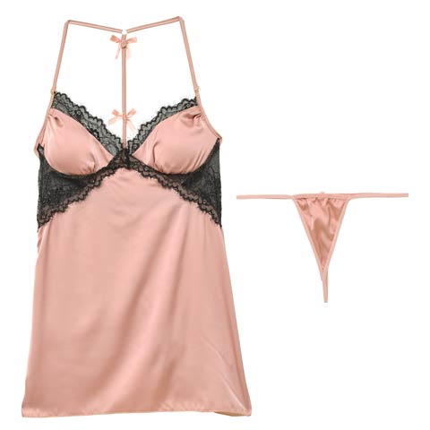 10/23再販!バックリボンコードベビードール(ピンク-フリー)