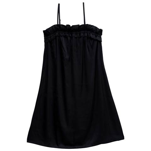 フェミニンフリルキャミワンピースルームウェア(ブラック-フリー)