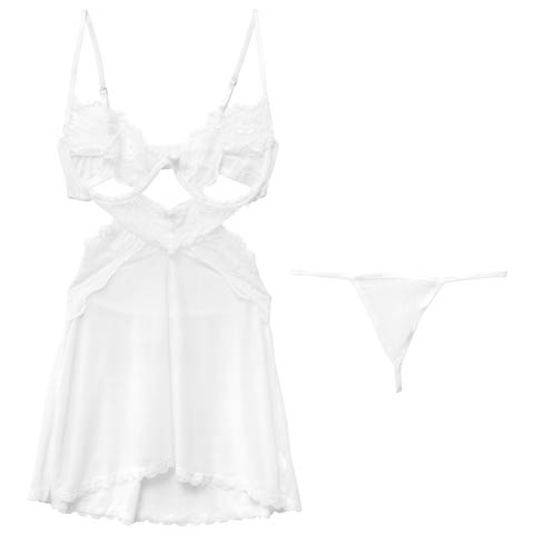 ミスティカットアウトベビードール(ホワイト-フリー)