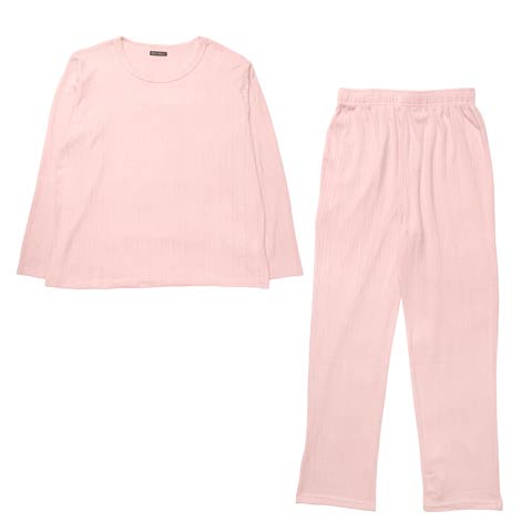 11/28新作!ソフトメロウ長袖トップス&ロングパンツルームウェア(ピンク-M)