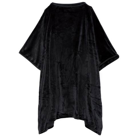 11/12新作!ポケット付きモコモコ着るブランケット(ブラック-フリー)