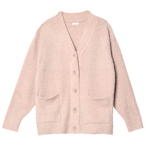 11/21新作!ワンカラーふわふわVネック長袖カーディガンルームウェア(モカ-M)