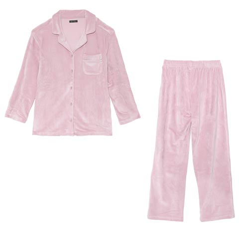 11/14新作!スフレパイピングトップス&ロングパンツルームウェア(ピンク-フリー)