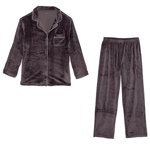 11/14新作!スフレパイピングトップス&ロングパンツルームウェア(ディープパープル-フリー)