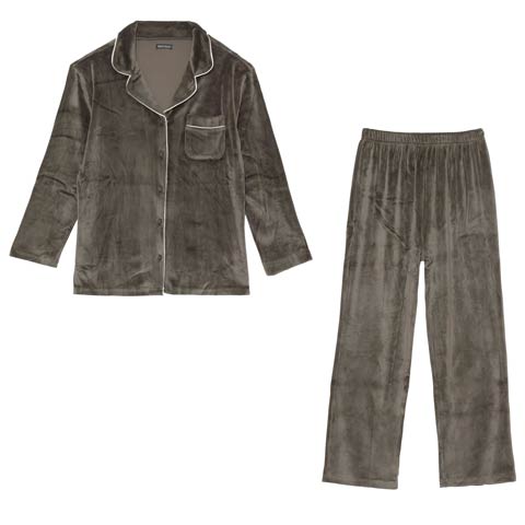 11/14新作!スフレパイピングトップス&ロングパンツルームウェア(カーキ-フリー)