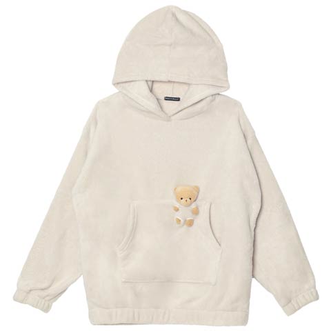 11/26新作!マスコット付きもこもこパーカールームウェア(クリーム-フリー)