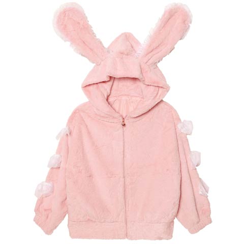 11/28新作!ラブリーバニーもこもこパーカールームウェア(ピンク-M)
