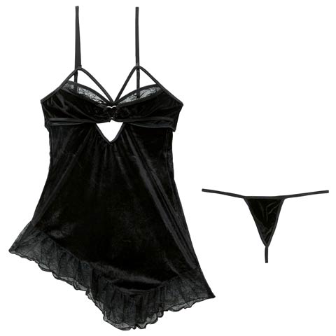 12/12新作!フロントハートアシメベビードール(ブラック-フリー)