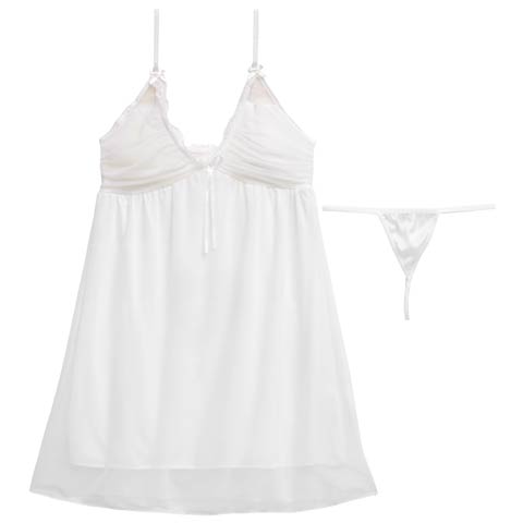 3/23新作!エレガンスフレアベビードール(ホワイト-M)